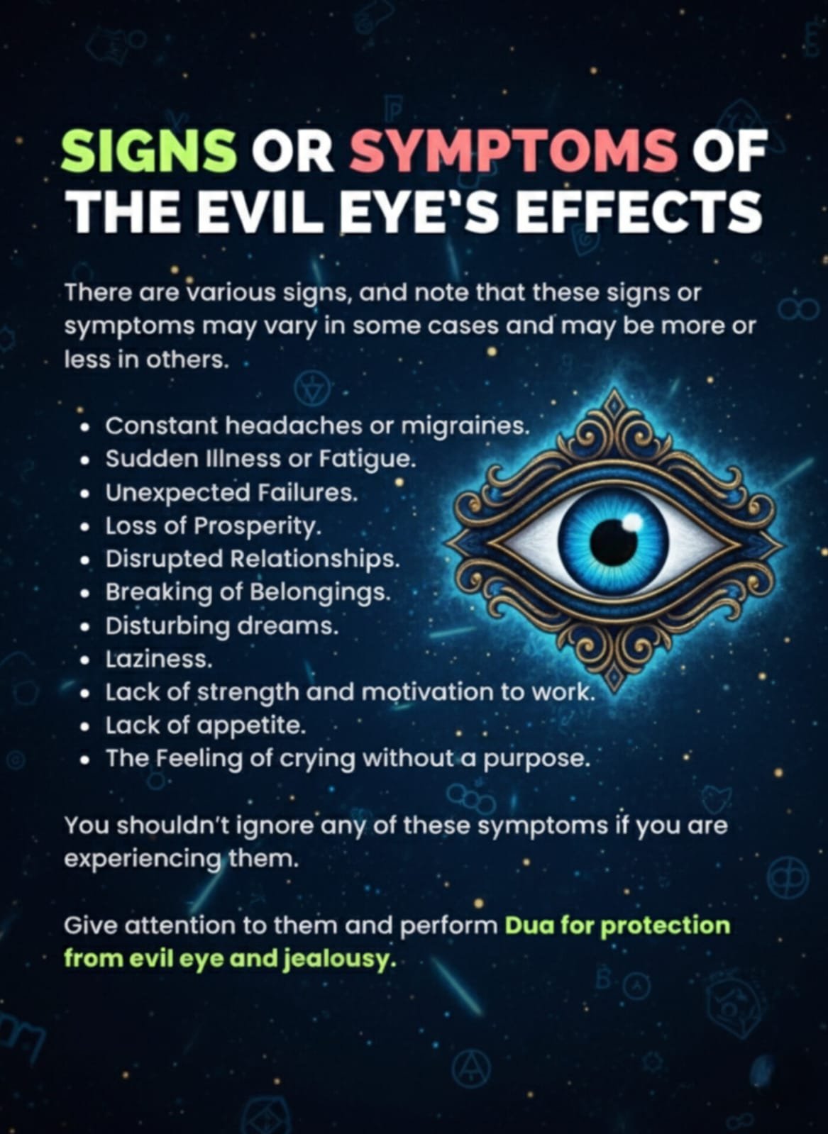Symptoms of the Evil Eye (Nazar) in Islam